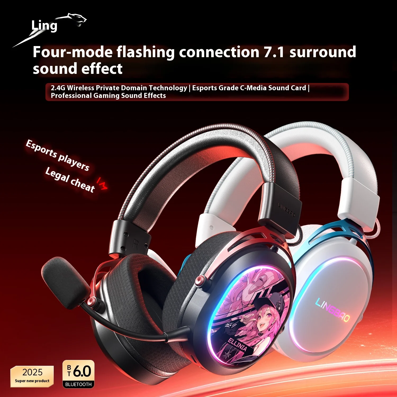 Gaming Headset 7.1 - LingBao T9 Pro Max Wireless Headphone
