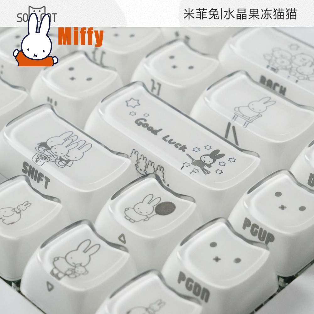 Keyboard Tenkeyless - Kawaii Miffy Keycaps Cute Rabbit Mechanical