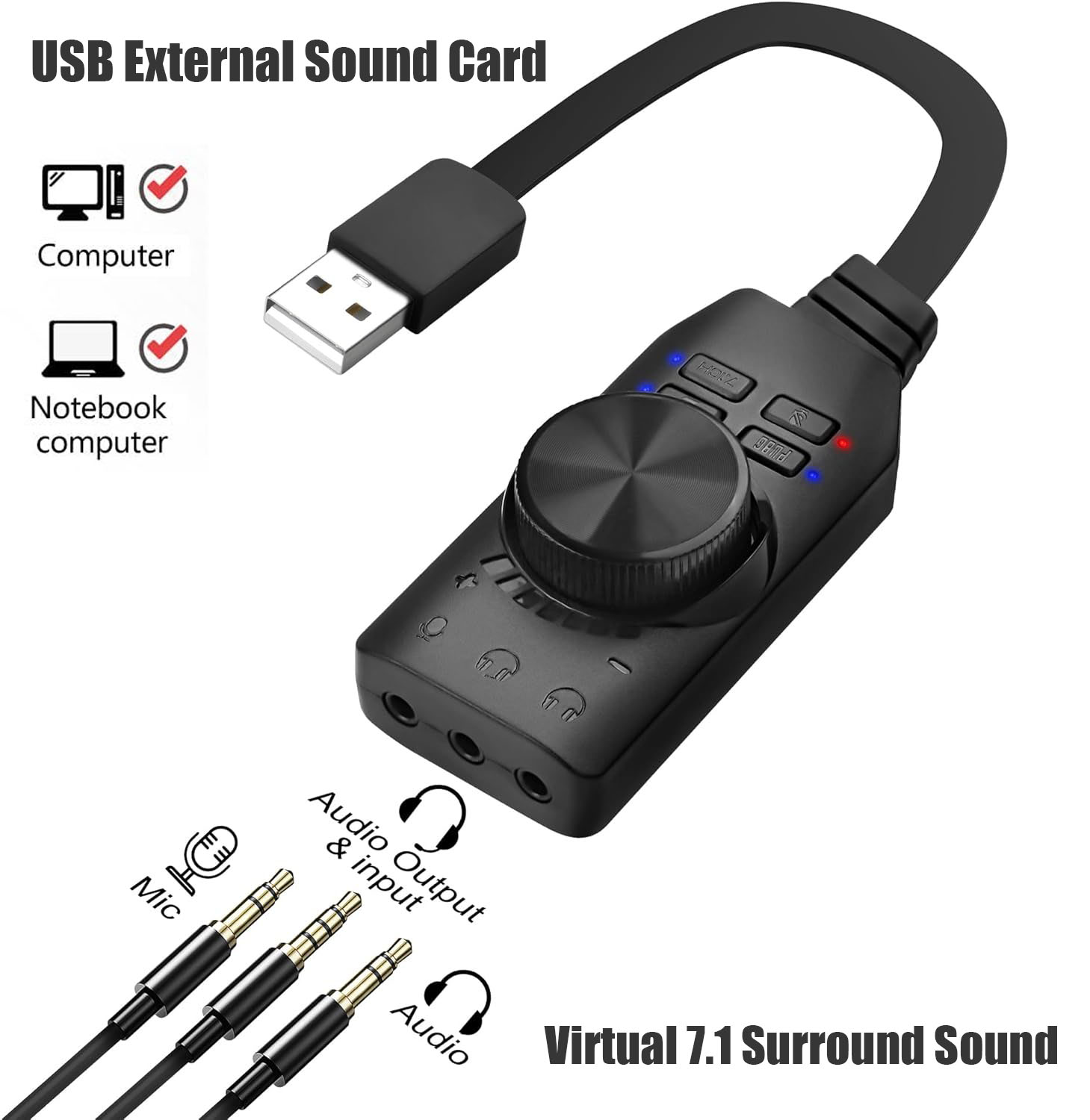 USB Sound Card Virtual 7.1 Sur - Gaming Headset 7.1 recension och pris