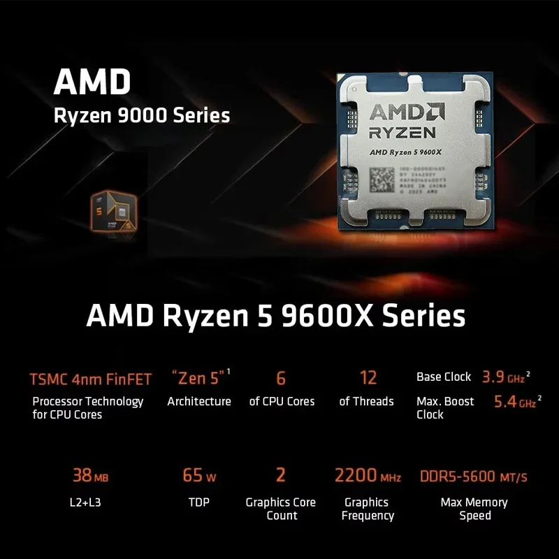 AMD Ryzen 5 9600X 100% AMD R5  - Amd Cpu Ryzen 5 recension och pris